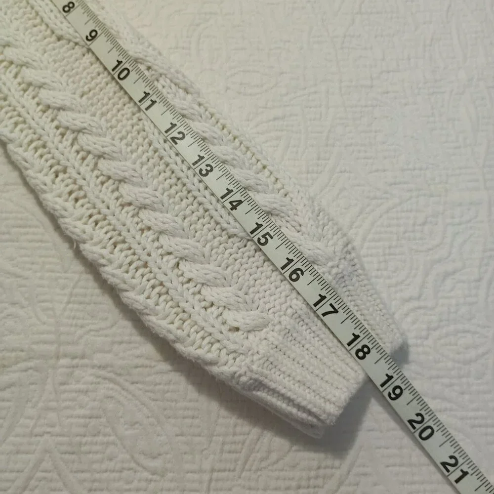 Philosophy Sweater Size S White Cable Knit V-Neck 61% Cotton Blend Womens - Picture 7 of 10